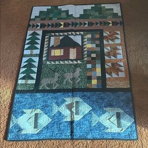 Patchwork Quilt with Nature Design 59” x 35”